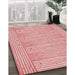 Patterned Red Rug in Family Room, pat3945rd