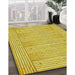 Machine Washable Transitional Golden Yellow Rug in a Family Room, wshpat3945yw