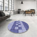 Round Patterned Deep Periwinkle Purple Rug in a Office, pat3946blu
