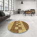 Round Patterned Saddle Brown Rug in a Office, pat3946brn