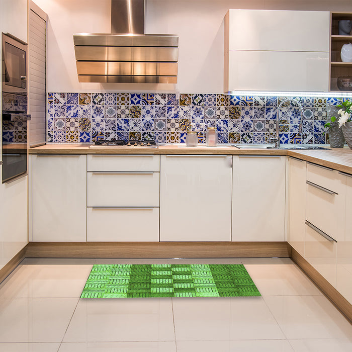 Patterned Emerald Green Rug in a Kitchen, pat3946grn