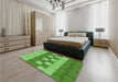 Patterned Emerald Green Rug in a Bedroom, pat3946grn