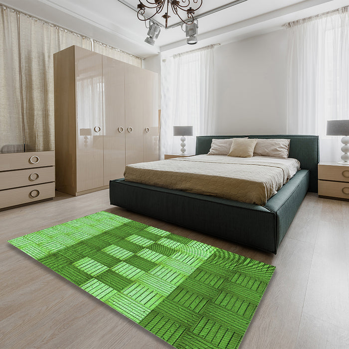 Patterned Emerald Green Rug in a Bedroom, pat3946grn