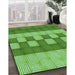 Machine Washable Transitional Emerald Green Rug in a Family Room, wshpat3946grn