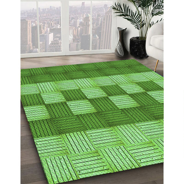 Patterned Emerald Green Rug in Family Room, pat3946grn