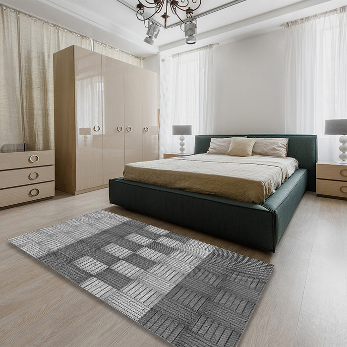 Patterned Gray Rug in a Bedroom, pat3946gry