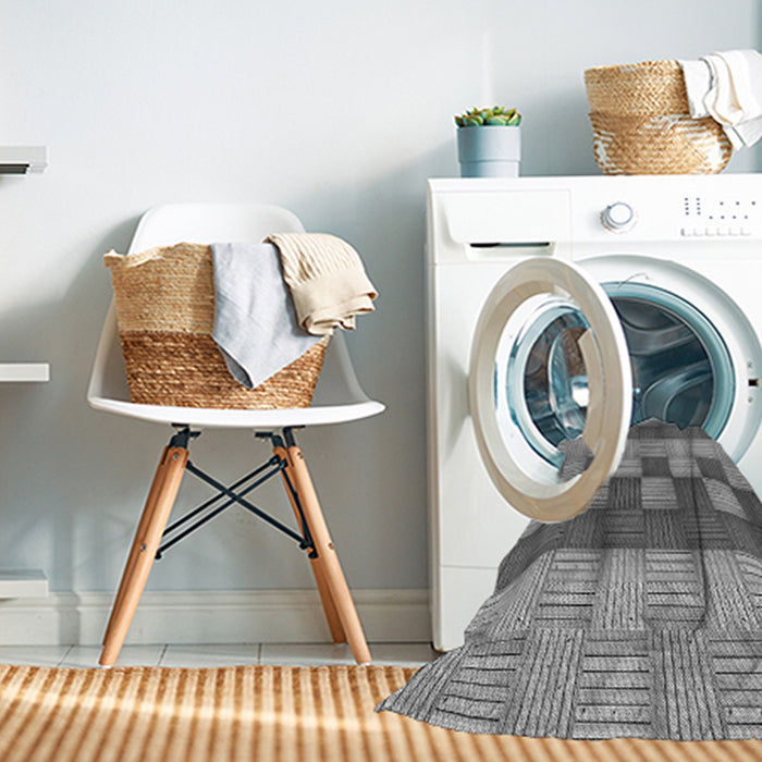 Machine Washable Transitional Grey Gray Rug in a Washing Machine, wshpat3946gry
