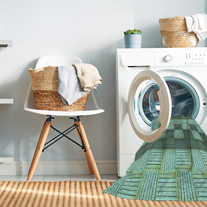 Machine Washable Transitional Deep-Sea Green Rug in a Washing Machine, wshpat3946lblu