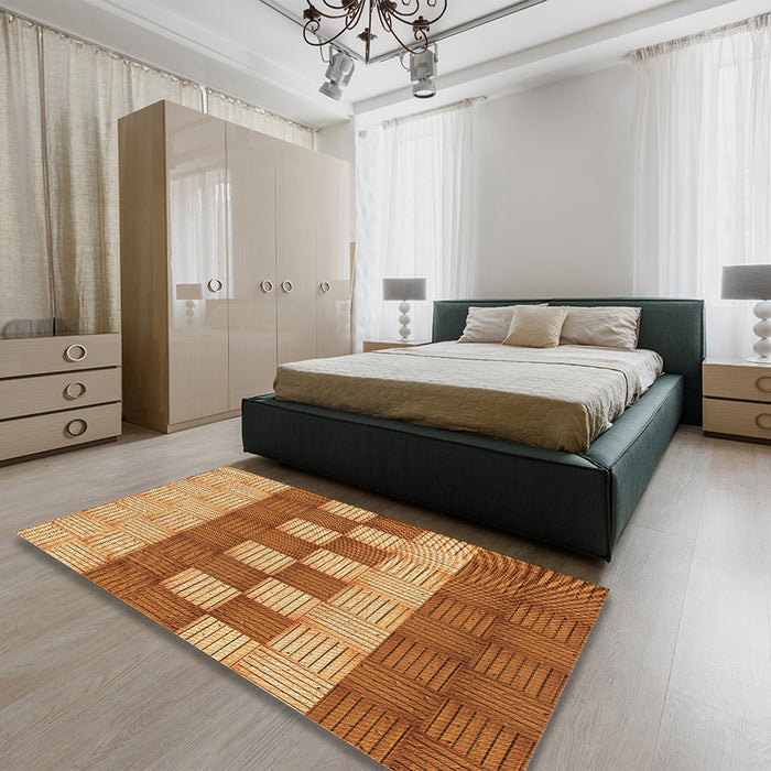 Patterned Orange Rug in a Bedroom, pat3946org