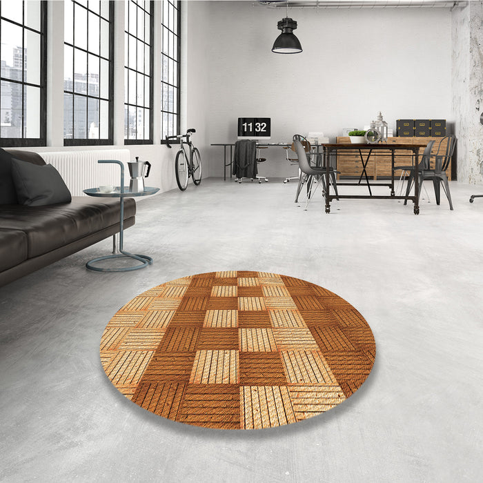 Round Patterned Orange Rug in a Office, pat3946org