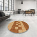 Round Patterned Orange Rug in a Office, pat3946org