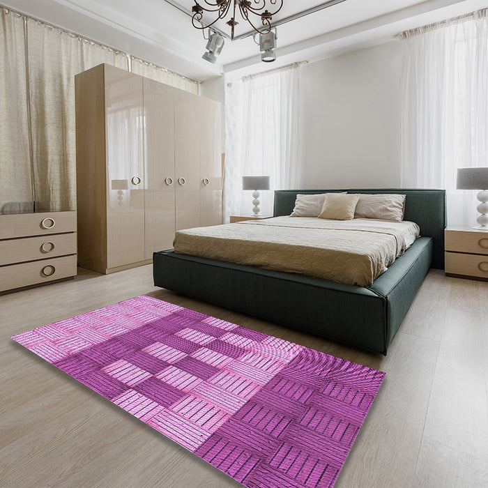 Patterned Violet Purple Rug in a Bedroom, pat3946pur