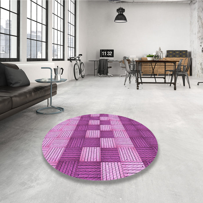 Round Patterned Violet Purple Rug in a Office, pat3946pur