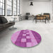 Round Patterned Violet Purple Rug in a Office, pat3946pur