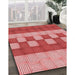 Patterned Light Coral Pink Rug in Family Room, pat3946rd