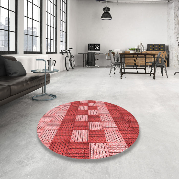 Round Patterned Light Coral Pink Rug in a Office, pat3946rd