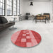 Round Patterned Light Coral Pink Rug in a Office, pat3946rd