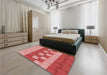Patterned Light Coral Pink Rug in a Bedroom, pat3946rd