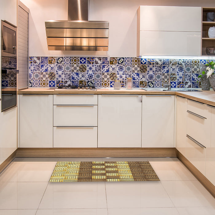 Machine Washable Transitional Saddle Brown Rug in a Kitchen, wshpat3946