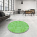 Round Patterned Emerald Green Rug in a Office, pat3947grn
