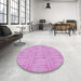 Round Patterned Pastel Purple Pink Rug in a Office, pat3947pur