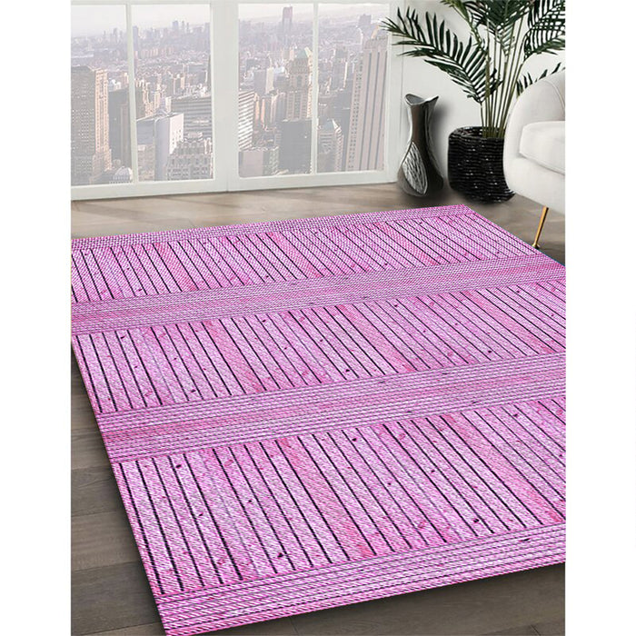 Patterned Pastel Purple Pink Rug in Family Room, pat3947pur