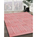 Patterned Red Rug in Family Room, pat3947rd