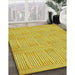 Machine Washable Transitional Golden Yellow Rug in a Family Room, wshpat3947yw