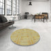 Round Patterned Mustard Yellow Novelty Rug in a Office, pat3947