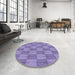 Round Patterned Purple Mimosa Purple Rug in a Office, pat3948blu