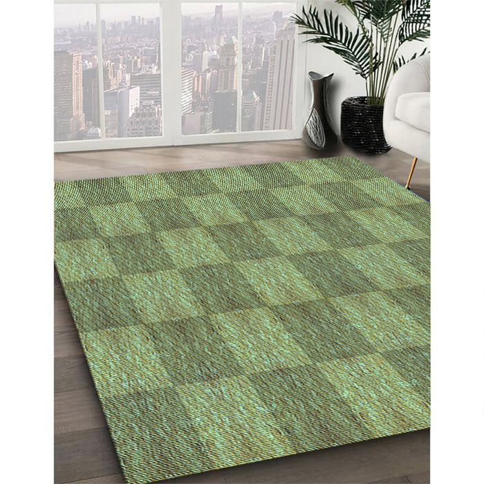 Machine Washable Transitional Fern Green Rug in a Family Room, wshpat3948lblu