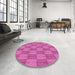 Round Patterned Deep Pink Rug in a Office, pat3948pur