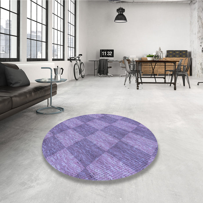 Round Patterned Purple Mimosa Purple Rug in a Office, pat3949blu