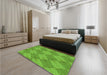 Patterned Bright Green Rug in a Bedroom, pat3949grn