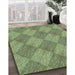 Machine Washable Transitional Fern Green Rug in a Family Room, wshpat3949lblu