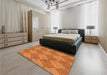 Patterned Orange Red Orange Rug in a Bedroom, pat3949org