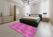 Patterned Deep Pink Rug in a Bedroom, pat3949pur