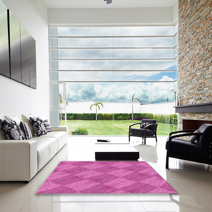 Square Patterned Deep Pink Rug in a Living Room, pat3949pur