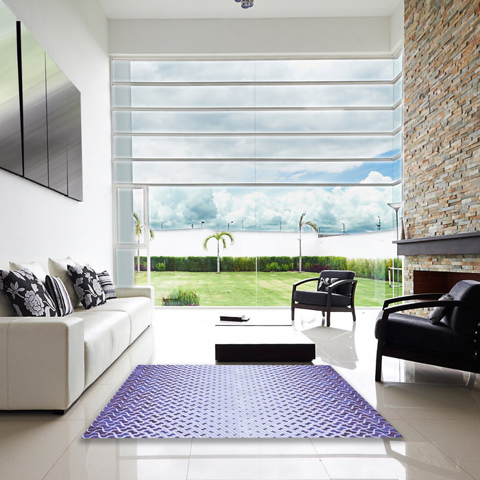 Square Patterned Blue Rug in a Living Room, pat395blu