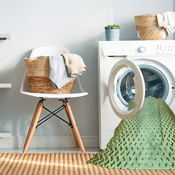 Machine Washable Transitional Olive Green Rug in a Washing Machine, wshpat395grn