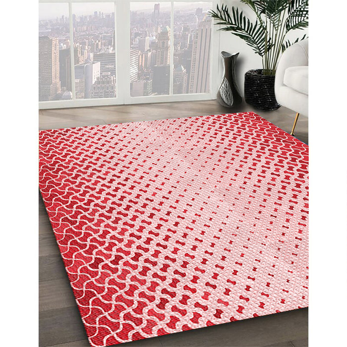 Patterned Light Red Pink Rug in Family Room, pat395rd