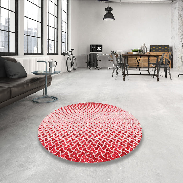 Round Patterned Light Red Pink Rug in a Office, pat395rd