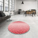 Round Patterned Light Red Pink Rug in a Office, pat395rd