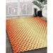 Patterned Orange Red Orange Rug in Family Room, pat395yw