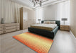 Patterned Orange Red Orange Rug in a Bedroom, pat395yw