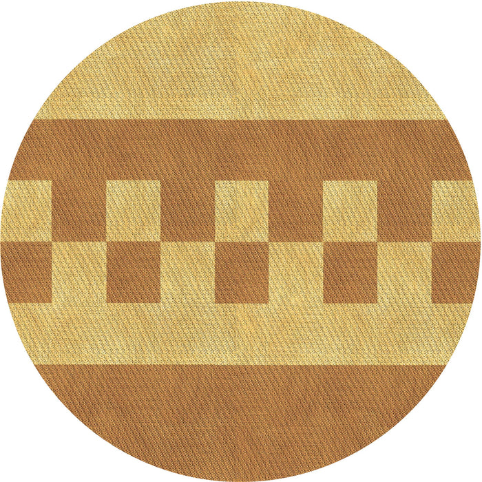 Square Patterned Saffron Yellow Rug, pat3950brn