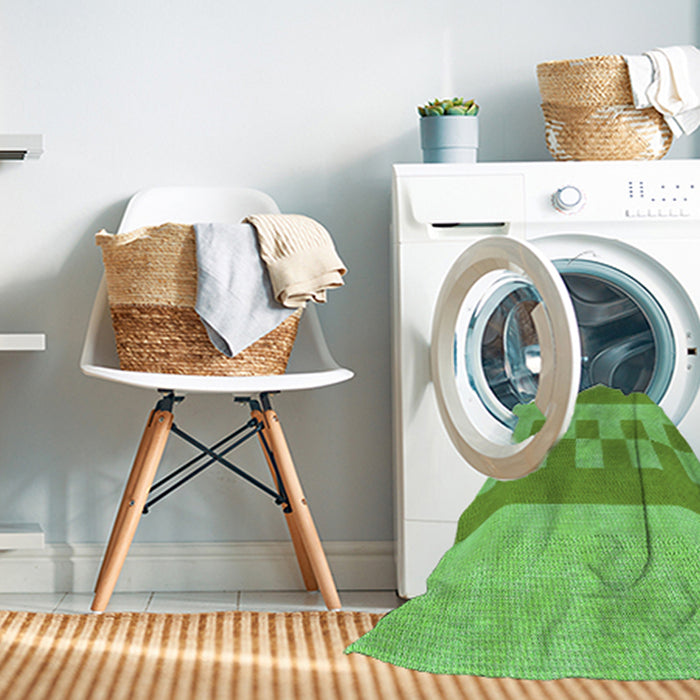 Machine Washable Transitional Emerald Green Rug in a Washing Machine, wshpat3950grn