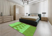 Patterned Emerald Green Rug in a Bedroom, pat3950grn