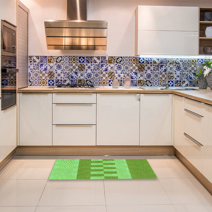 Patterned Emerald Green Rug in a Kitchen, pat3950grn