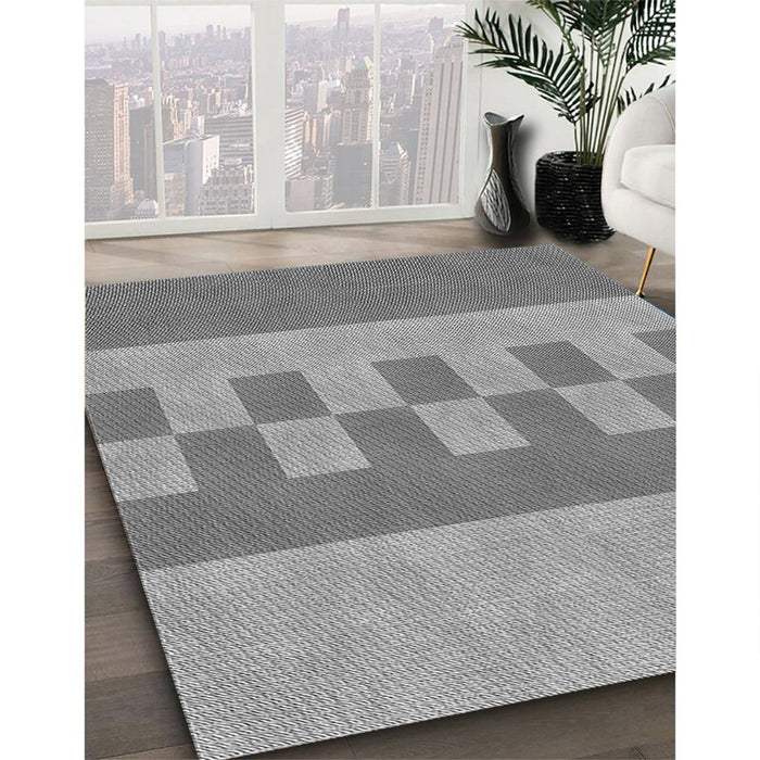 Patterned Dark Gray Rug in Family Room, pat3950gry